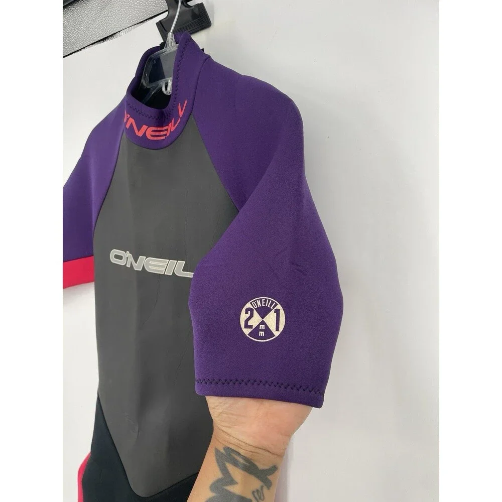 Vintage O’Neill Reactor 2/1mm Shorty Wetsuit Purple Black Adult Back Zip Surf